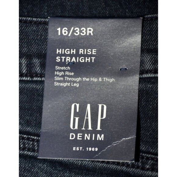 NWT Gap Denim High Rise Straight Stretch Dark Wash Jeans Size 16 33R - Picture 8 of 11